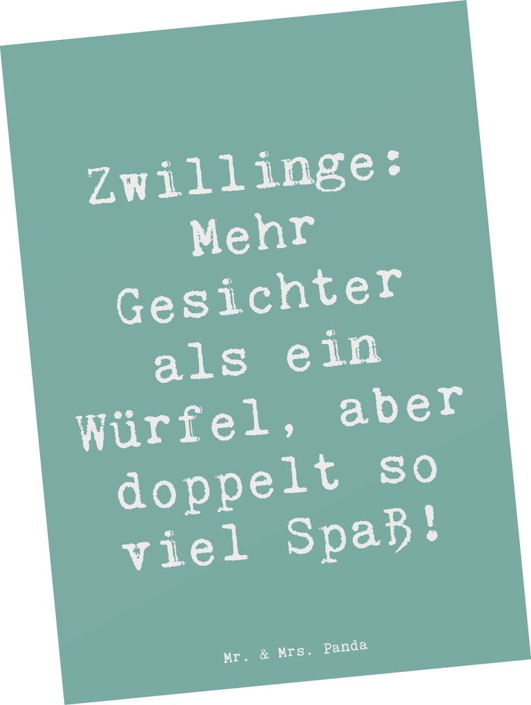 Mr. & Mrs. Panda Postkarte Spruch Zwillinge Spaß - Meeresbrise - Geschenk, Charakter, Vielseitigkeit, Grußkarte, Postkarten, Geburtstag, Geschenk...