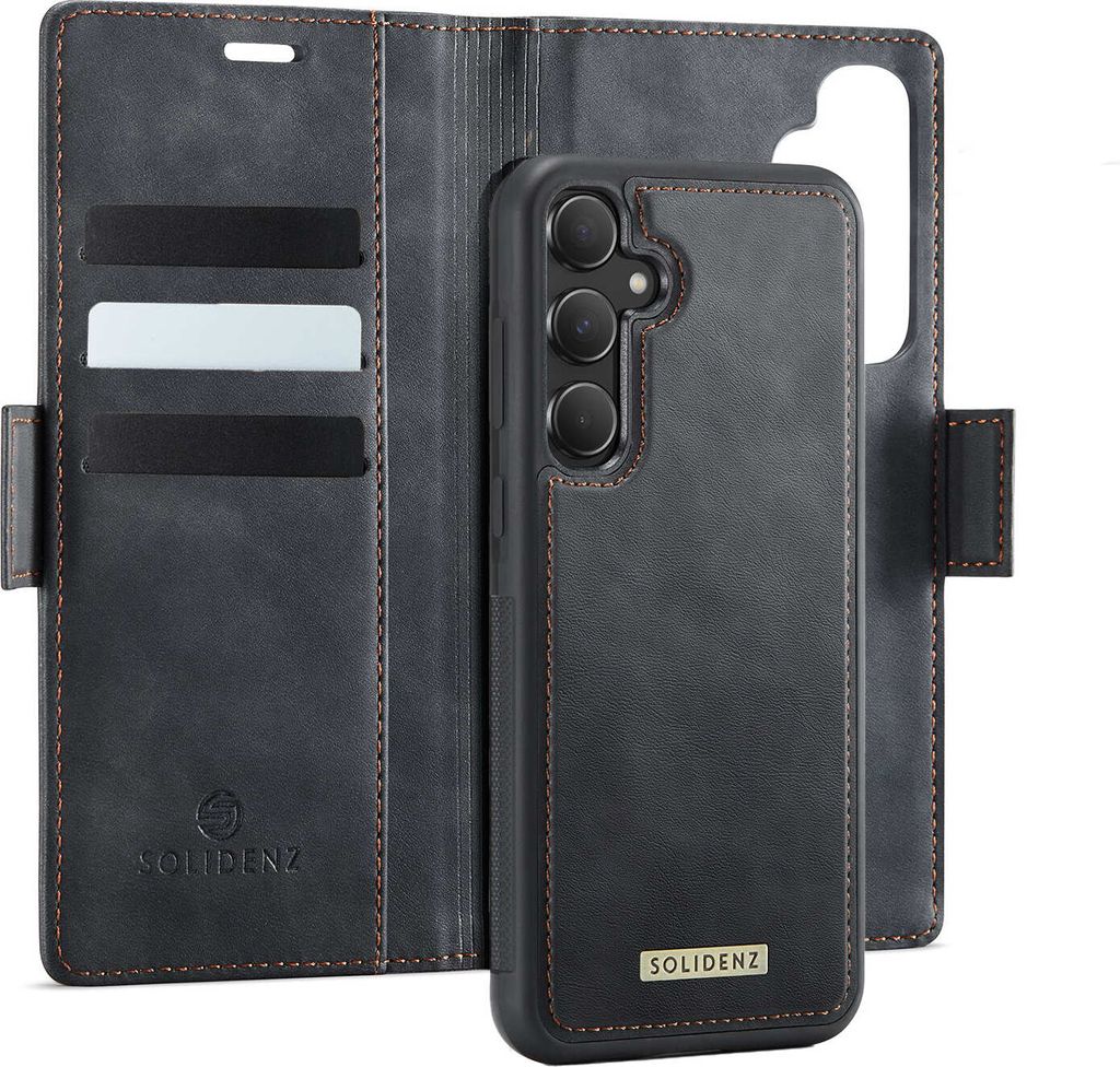 Solidenz 2-in-1 Magnetische Brieftaschenhülle für Samsung Galaxy A55 - Schwarz
