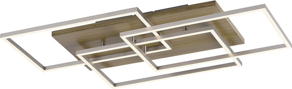 Selltec Deckenlampe Rahmen Holz Farbtemperaturregelung Fernbedienung dimmbar eckig Wohnzimmer, Schlafzimmer, Esszimmer 7522078