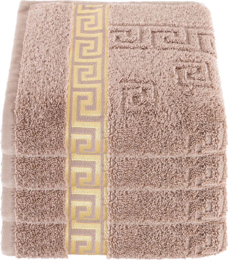 Luxus Medusa Handtücher 4er Set 50x90 cm - Beige / Hell Braun - feinste Ringgarn Baumwolle / Jacquard Webung / Hochflor Frottee mit Medusa Flachpr...