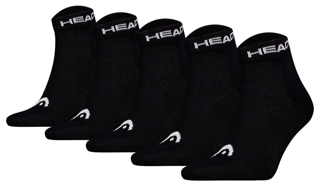 HEAD Uni Quarter Socken, 5er Pack - ELEMENTS ALL SPORTS QUARTER ECOM, Kurzsocken, einfarbig Schwarz 39-42