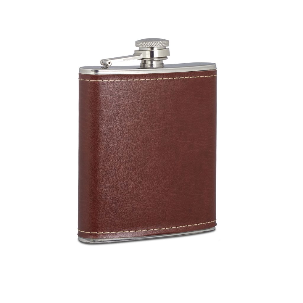 relaxdays 2x Flachmann 200ml mit Kunstleder