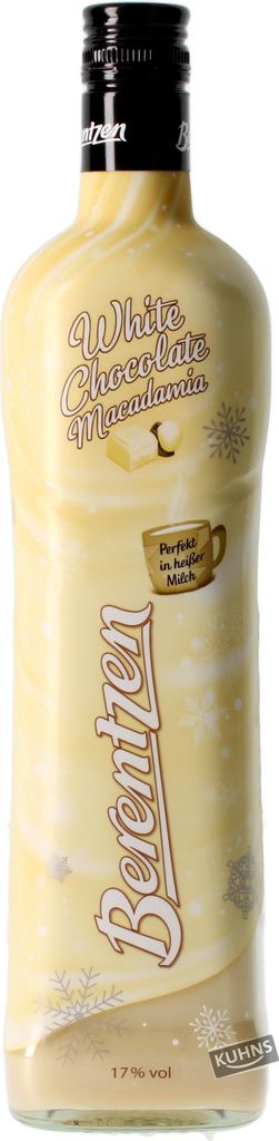 A bottle of Berentzen White Chocolate Macadamia liqueur.
