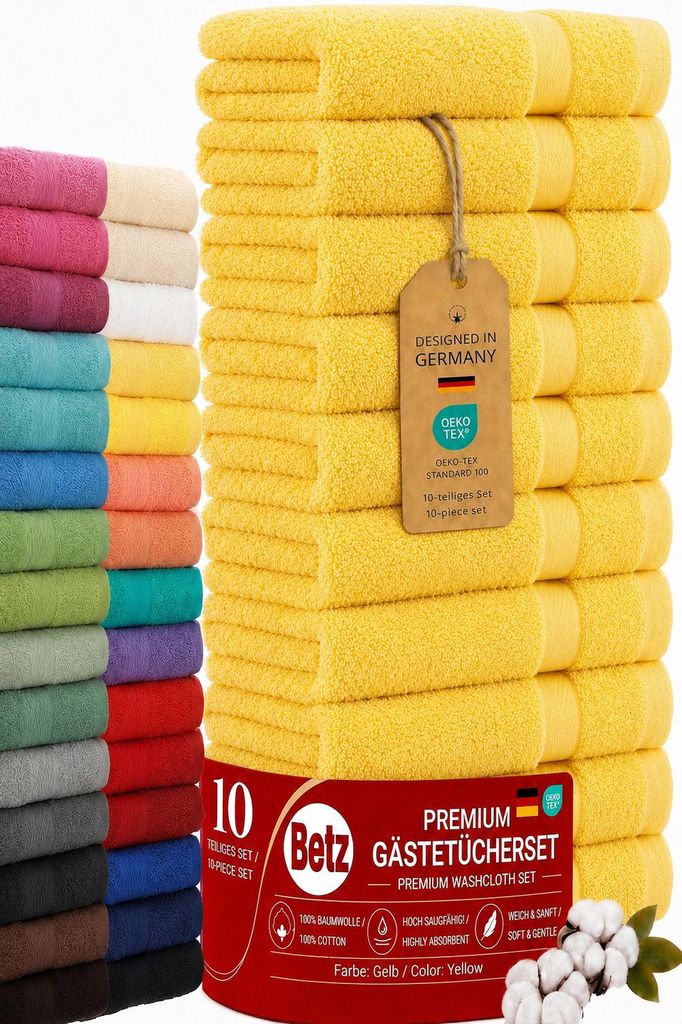 Betz 10 Stück Gästetücher 30x50 cm PREMIUM 100% Baumwolle Produktbild 