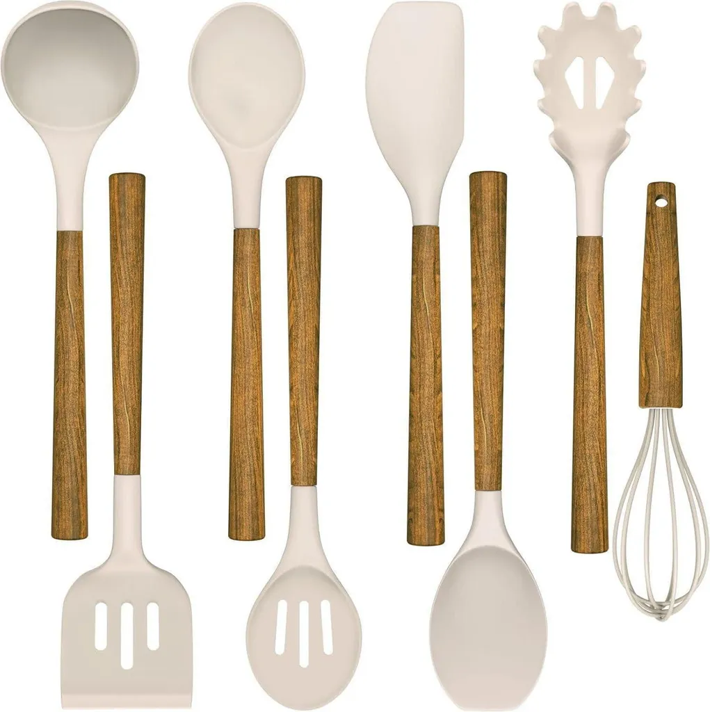 Set Mestoli Cucina Design Silicone Khaki 8pz - Stile e Funzionalità - 1