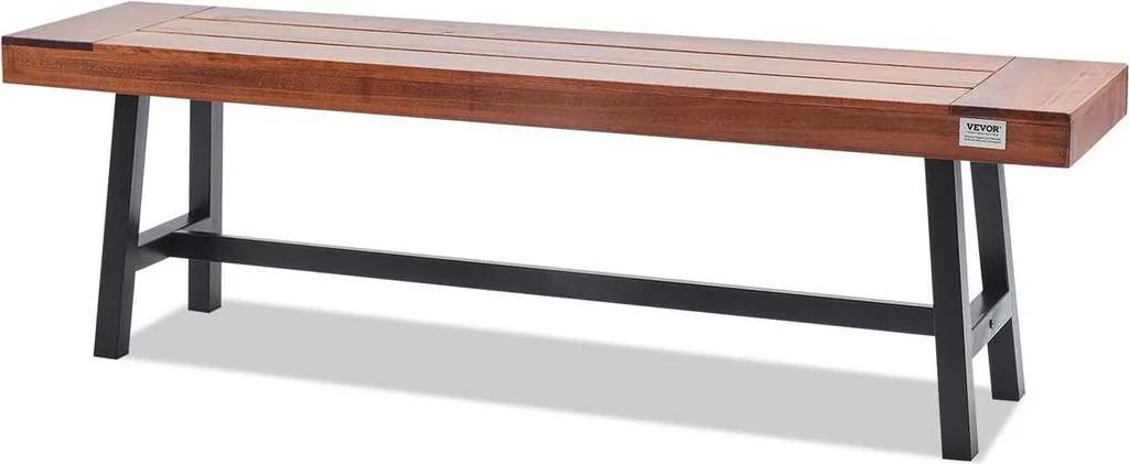 Banc d'extérieur 63 en bois massif avec pieds métalliques robustes