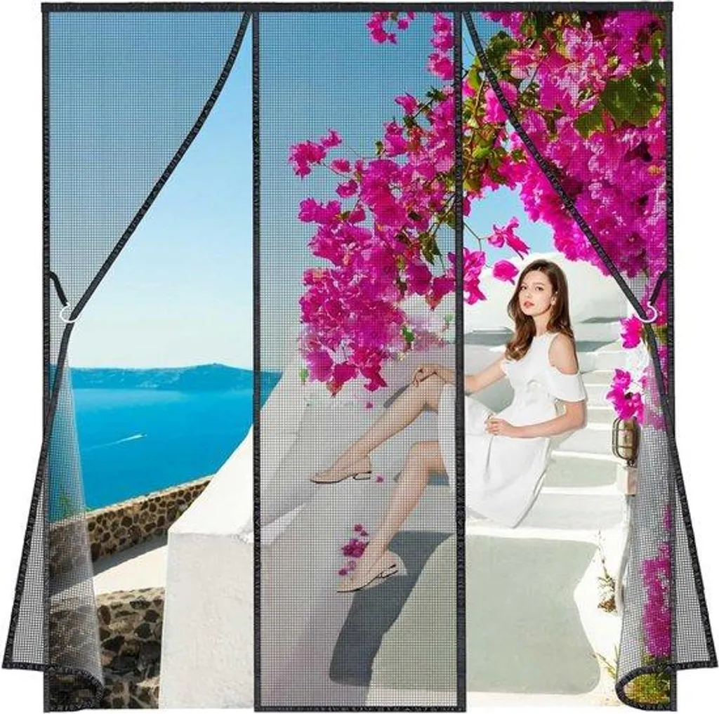 Rideau pour grande porte 220x240 cm - Protection insectes avec aimants