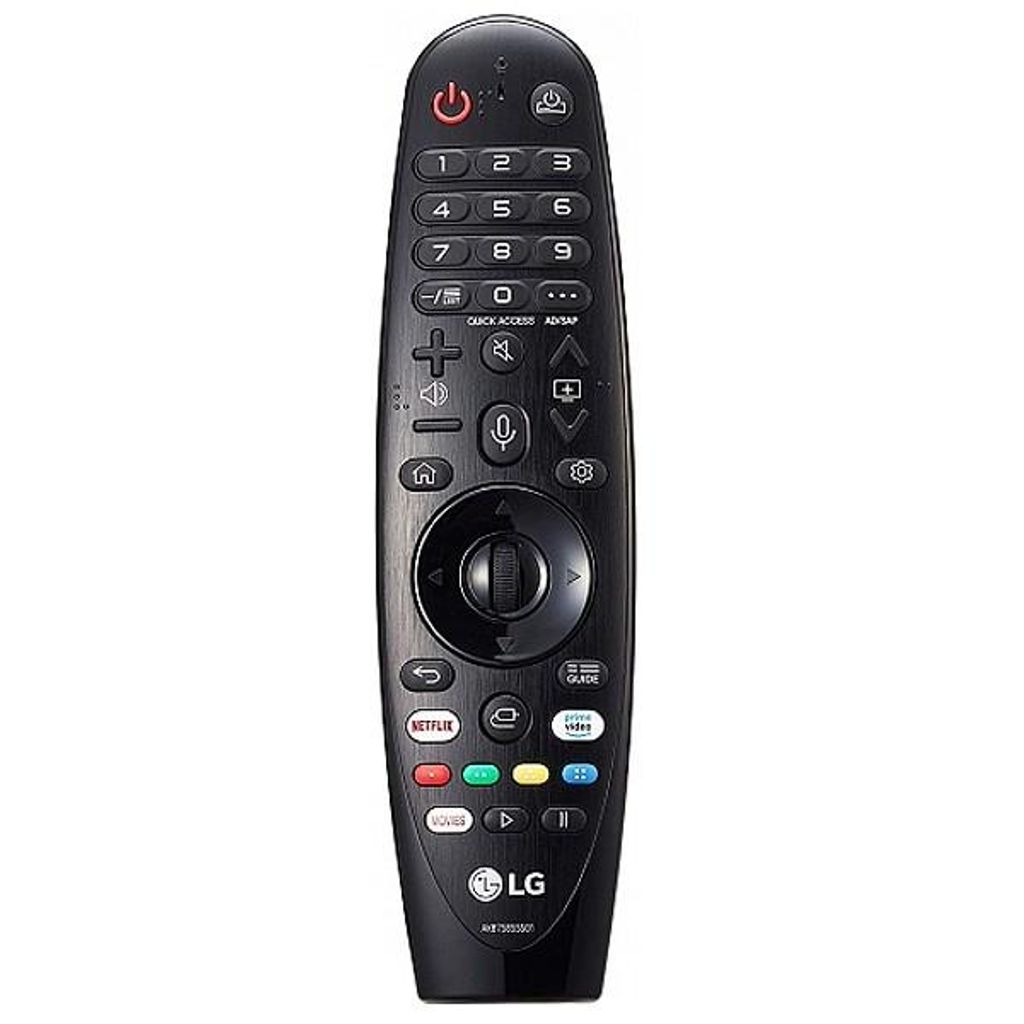 A black LG remote control is shown against a white background.