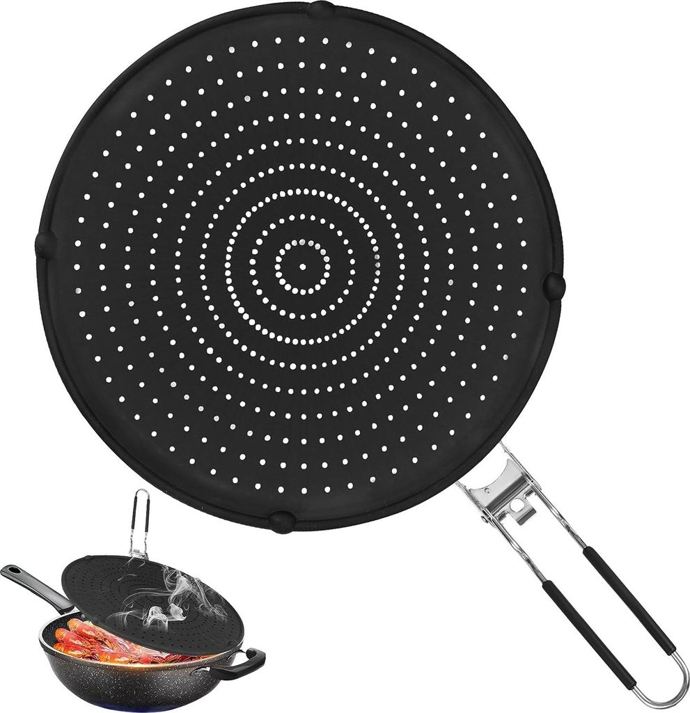 Silikon spritzschutz für pfannen, 32 cm, rostfreier Produktbild 