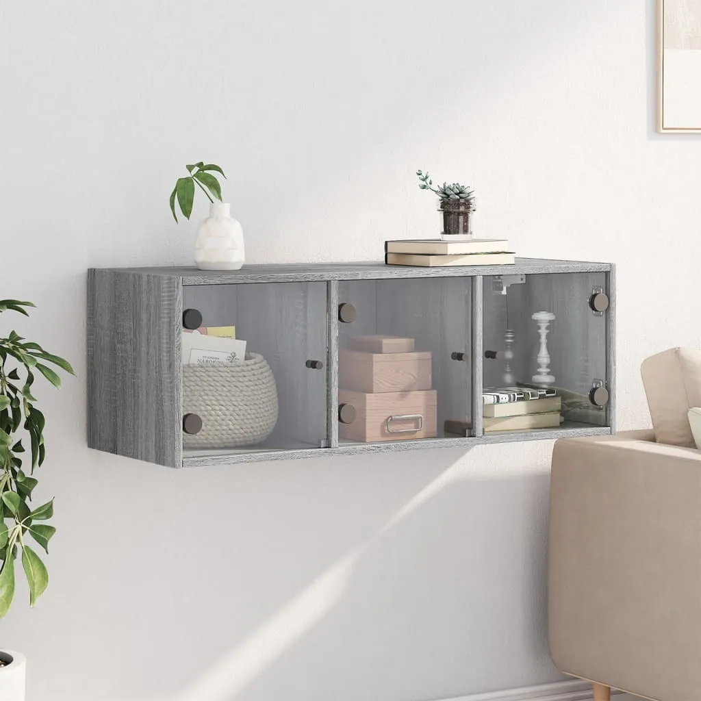 Armadio a muro con ante in vetro Grigio Sonoma 102x37x35 cm - 3