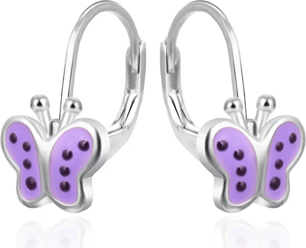 Boucles d'oreilles enfant argent hypoallergénique papillon sécurité