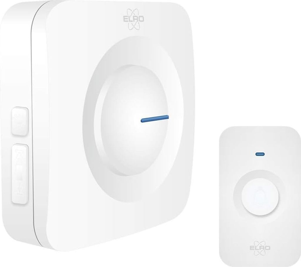 ELRO DB3000 Funk Türklingel Set Tragbare Empfänger mit Batterie-Wasserdicht, 300m Reichweite, 64 Melodien - Weiß