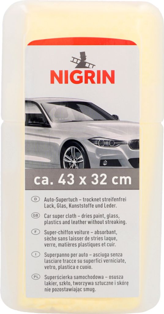 NIGRIN Auto-Supertuch aus Viskose mit Latexbeschichtung, 43x32cm