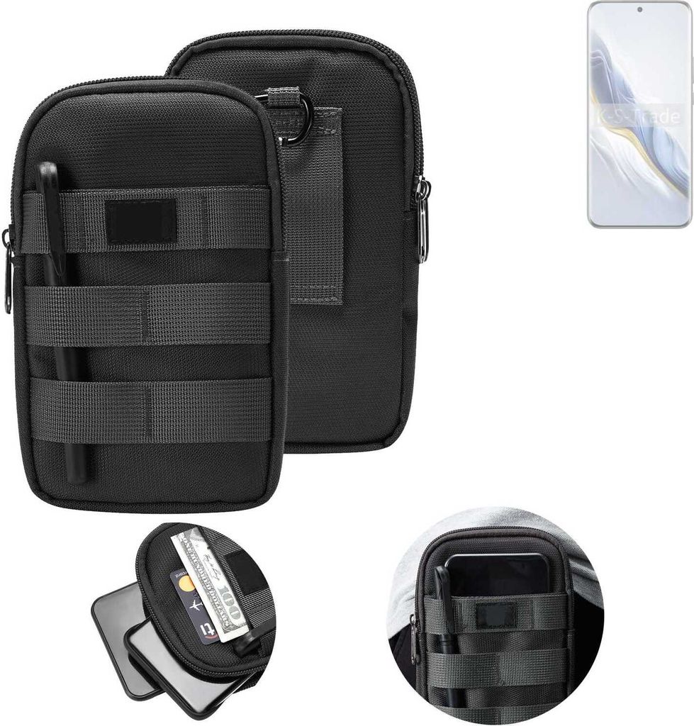 K-S-Trade Holster Gürtel Tasche kompatibel mit Honor Magic6 Handy Tasche Schutz Hülle dunkel-grau viele Fächer, 1x