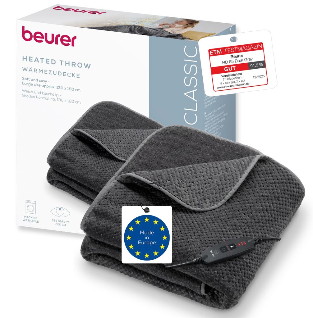 beurer 40053 beurer HD 65 Heizdecke dunkelgrau 110 W Image du produit 