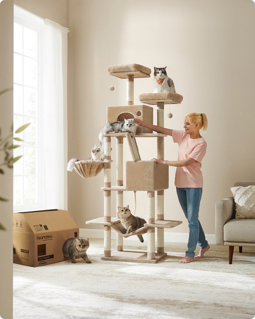 Feandrea Kratzbaum 206 cm, XXL, mit 13 Kratzsäulen, 2 Produktbild 