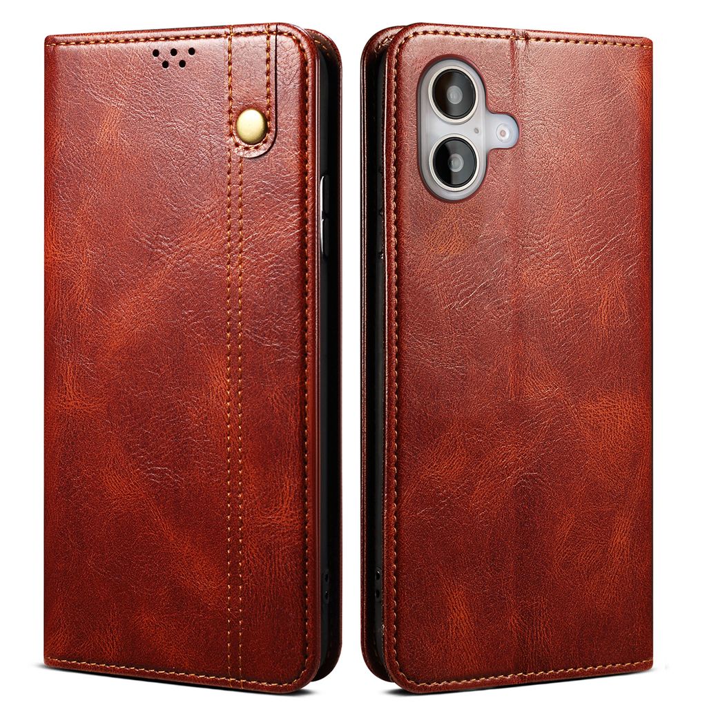 Hülle für iPhone 16 Leder Brieftasche Schutzhülle mit Standfunktion Rot