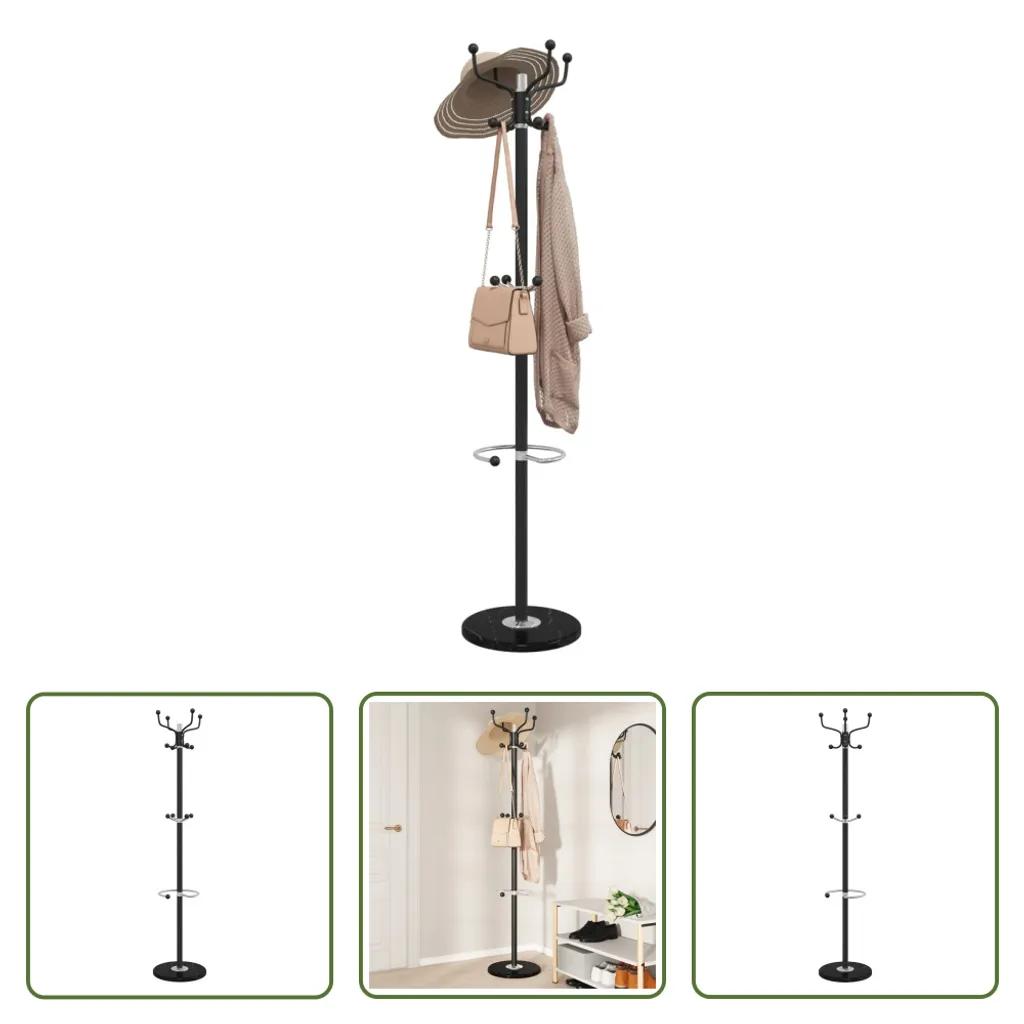 Portemanteau design en fer robuste 180 cm avec support parapluies