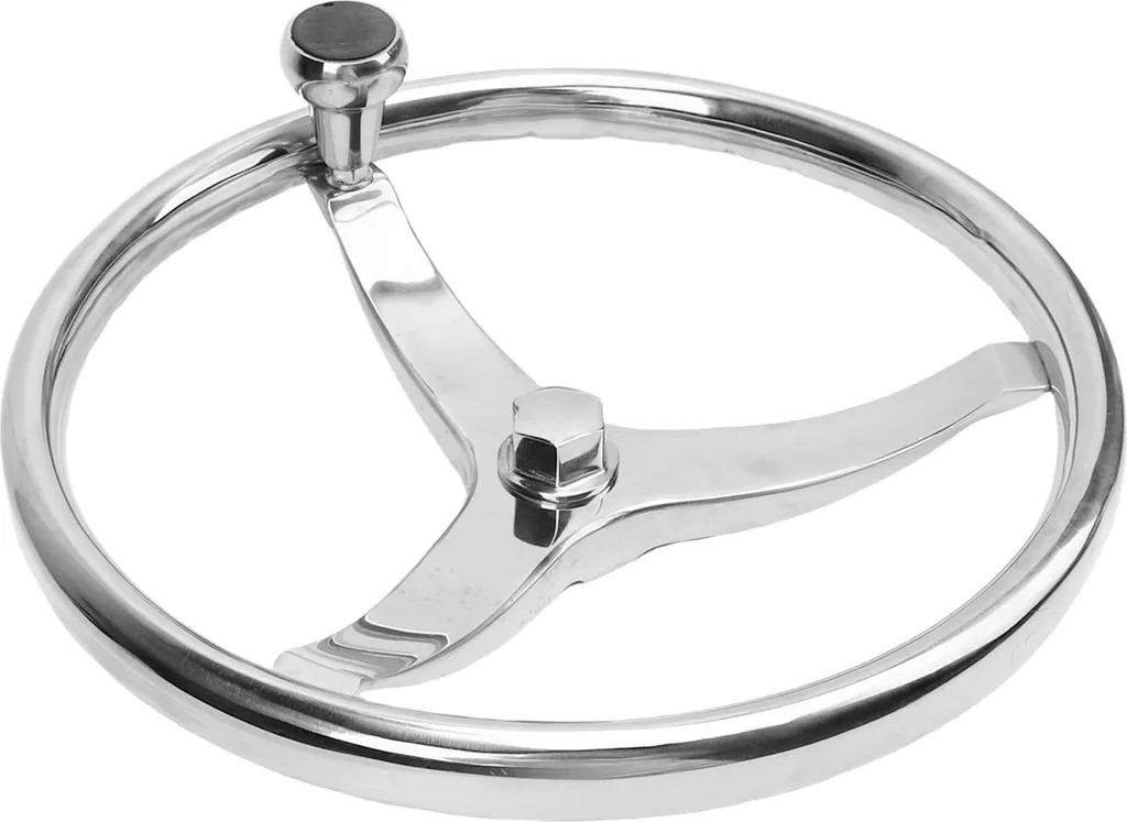 Volant de Direction Marine Inox 3 Branches pour Arbre Conique 3/4 Pouce