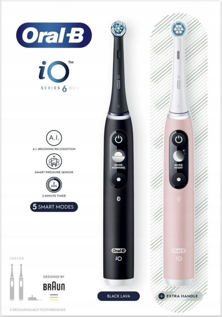 Oral-B iO 6 Duo Elektrisk tandborste 2 stk. Sort Lyserod Obrázok produktu 