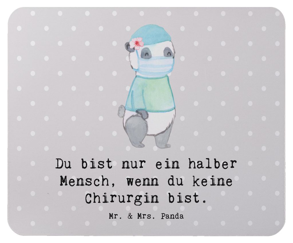 Mr. & Mrs. Panda Mouse Pad Chirurgin Herz - Grau Pastell - Geschenk, Krankenhaus, Witzig, laptop mauspad, Lustig, Spruch, pc mousepad, Ärztin, mou...