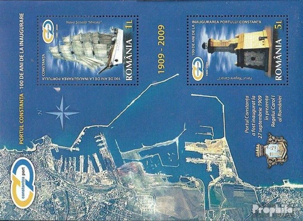 Briefmarken Rumänien 2009 Mi Block457 (kompl.Ausg.) postfrisch 100Jahre Hafen Constanta