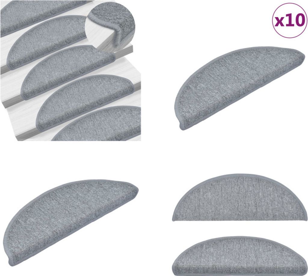 vidaXL Stufenmatten 10 Stk. 65x24x4 cm Hellgrau - Treppenmatte - Treppenmatten - Treppenteppich - Treppenschutz