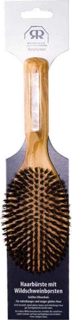 Redecker Haarbürste aus feuchtigkeitsabweisendem Olivenholz, oval, 22 cm, 9 Reihen