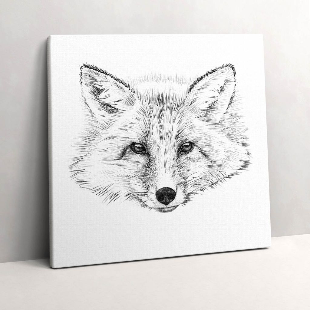 Drawing of a fox head – Leinwandbild Wandbild – 60x60 cm – Leinwandbilder – Wandbilder – Schlafzimmer – Flur