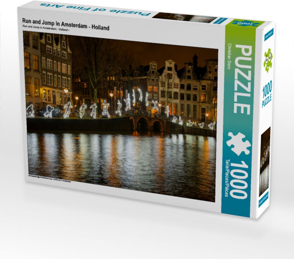 CALVENDO Puzzle Run and Jump in Amsterdam - Holland | 1000 Teile Lege-Größe 64x48cm Foto-Puzzle für glückliche Stunden
