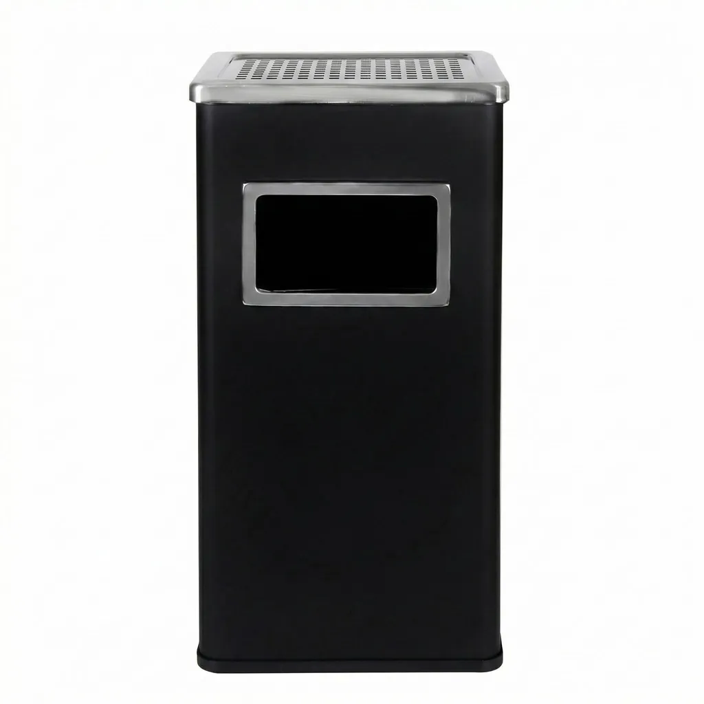 CAMPALO Cendrier Poubelle d'Extérieur 2-en-1 en Acier Noir 20L - 61cm