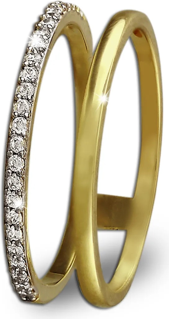 Alliance GoldDream Bague Double Or Jaune 333 Zirconia Taille 56 chic