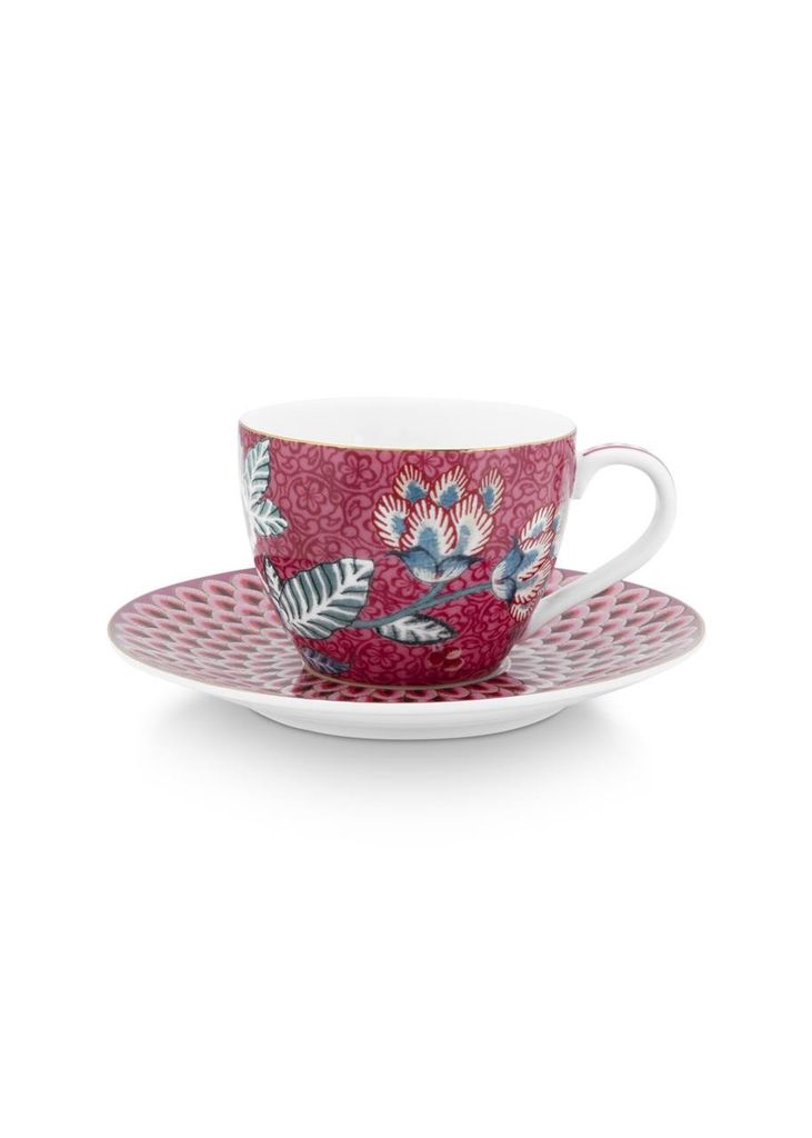 PIP STUDIO Flower Festival Espressot. m. Unt. dark pink Produktbild 