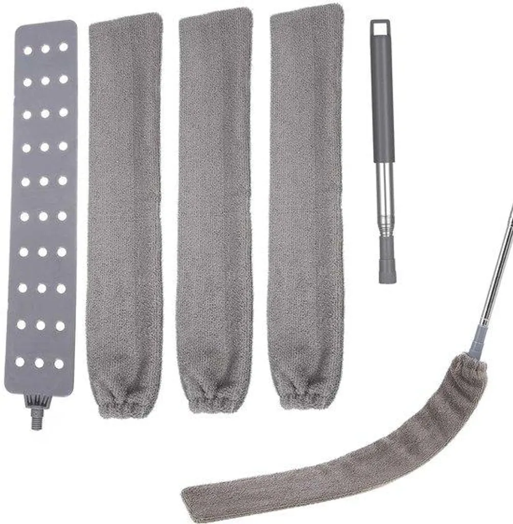 Aspirateur télescopique pour sols et plafonds, 3 microfibres et inox