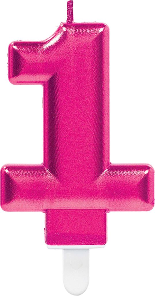 Zahlenkerze Geburtstagskerze "Sparkling Celebrations" 9,3 cm | Metallic Pink - Zahl 1