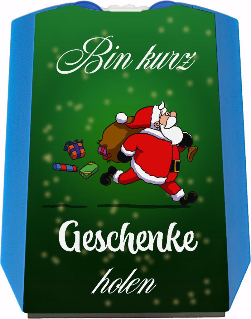 Parkscheibe mit Weihnachtsmann Motiv und Spruch - Bin kurz Geschenke holen