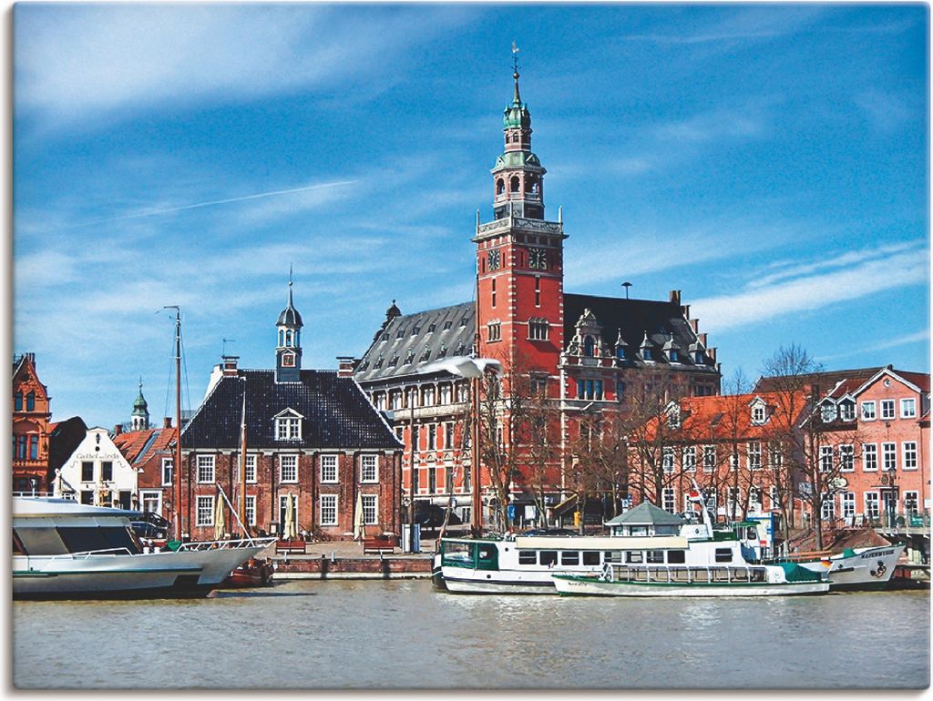 ARTland Leinwandbild Leer Ostfriesland Stadtansicht Größe: 80x60 cm
