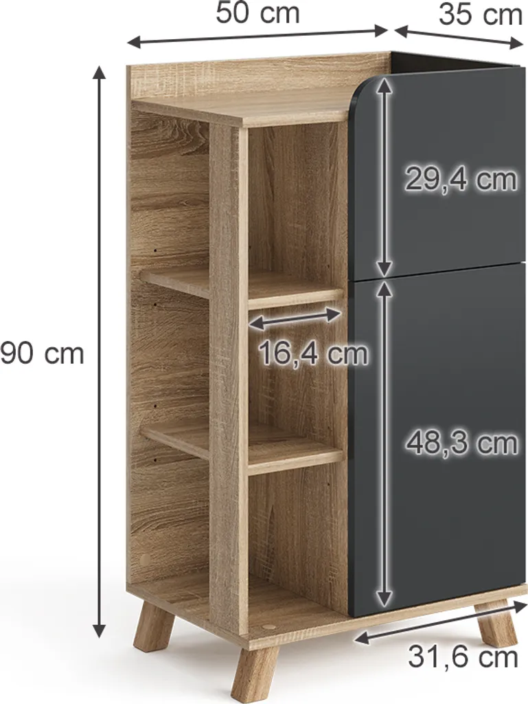 Gagnez de la place avec l'armoire Vicco Karen Sonoma Anthracite 47277