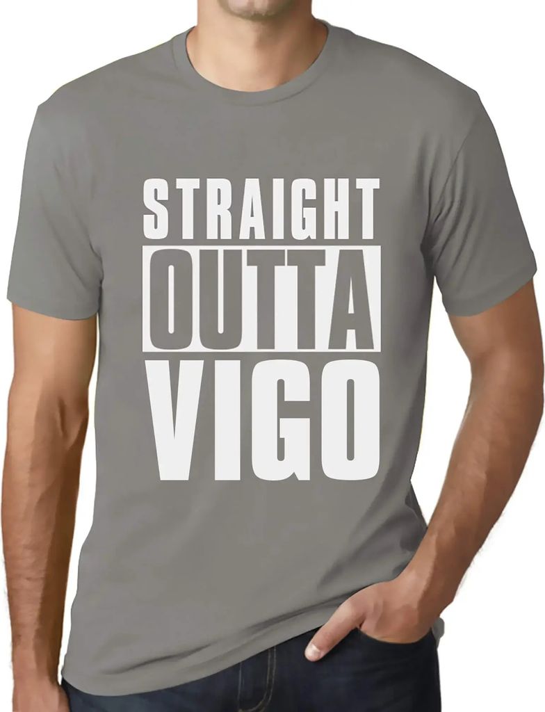 Herren Grafik T-Shirt Straight Outta Vigo Öko-Verantwortlich Vintage Jahrgang Kurzarm Lustige Druck Geburtstag Geschenk Mann