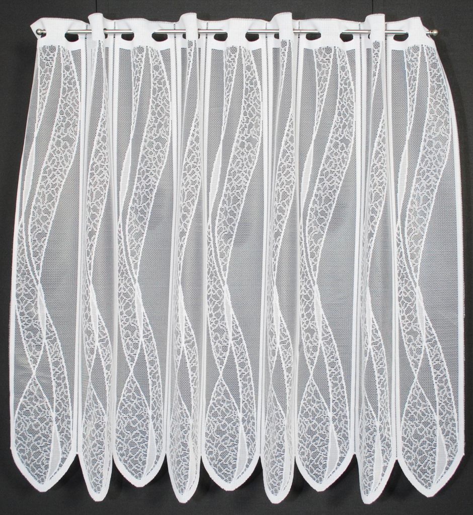Gardinen Kranzusch Scheibengardine Welle 75x402,5 cm H/B ganz weiß Bistrogardine Vorhang Küche 1er Pack
