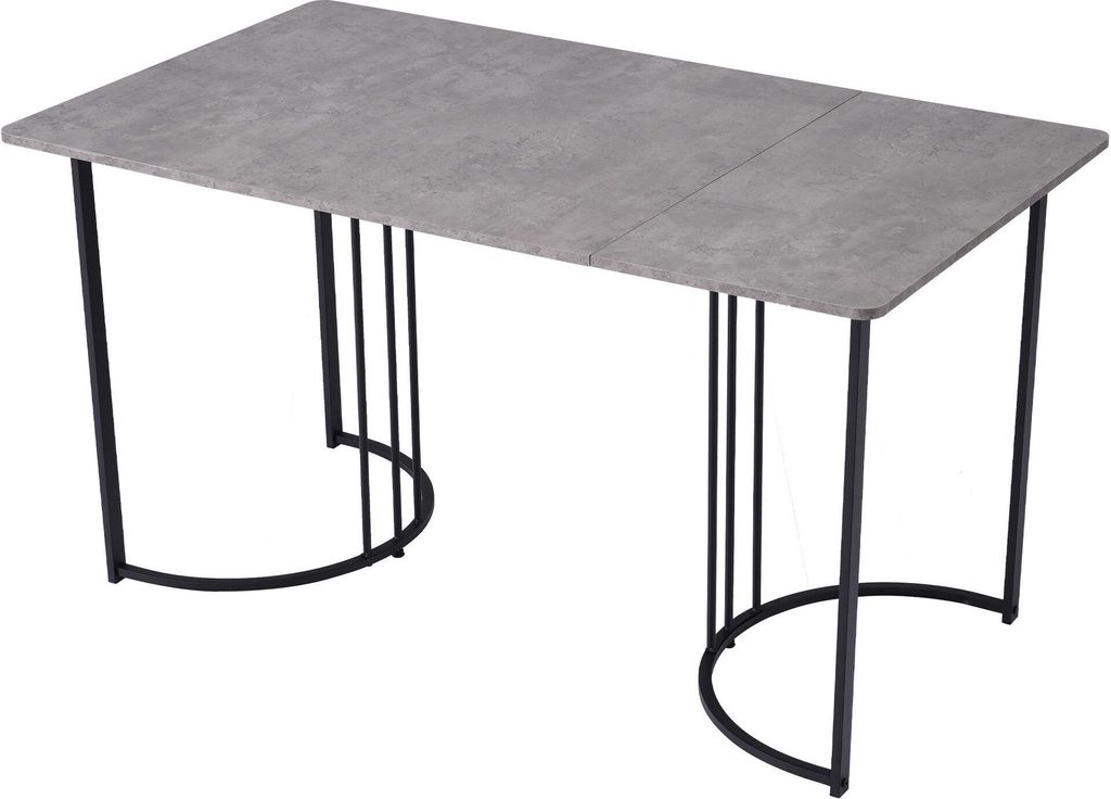 Esstisch 140x80cm (1-St) Kuechentisch Grau und Schwarz Marmormuster Kuechentisch mit verstellbaren Fuessen Esszimmertisch Wohnzimmertisch