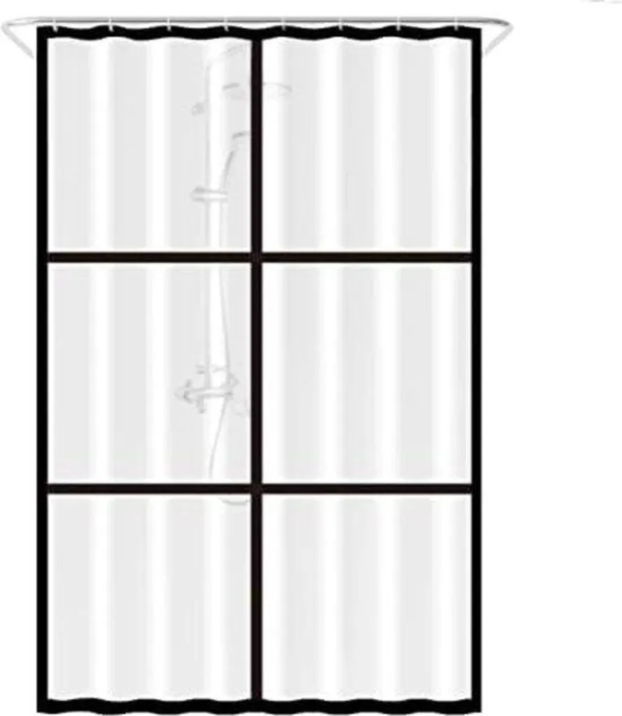 Rideau de douche 120 x 200 cm anti-moisissure en tissu lavable blanc