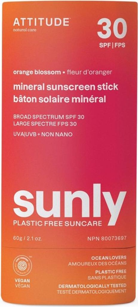 ATTITUDE Mineral Sunscreen Stick with Zinc Oxide SPF 30 EWG Verified Plastic-Free Broad Spectrum UVA/UVB Protection Dermatologically Tested Vegan O...