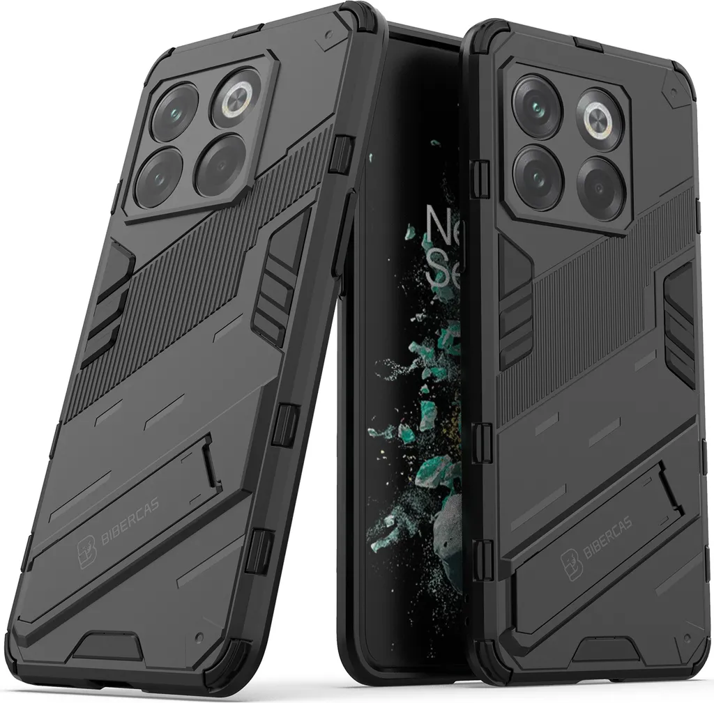 Custodia Protettiva OnePlus 10T Nera - Design Ibrido con Stand