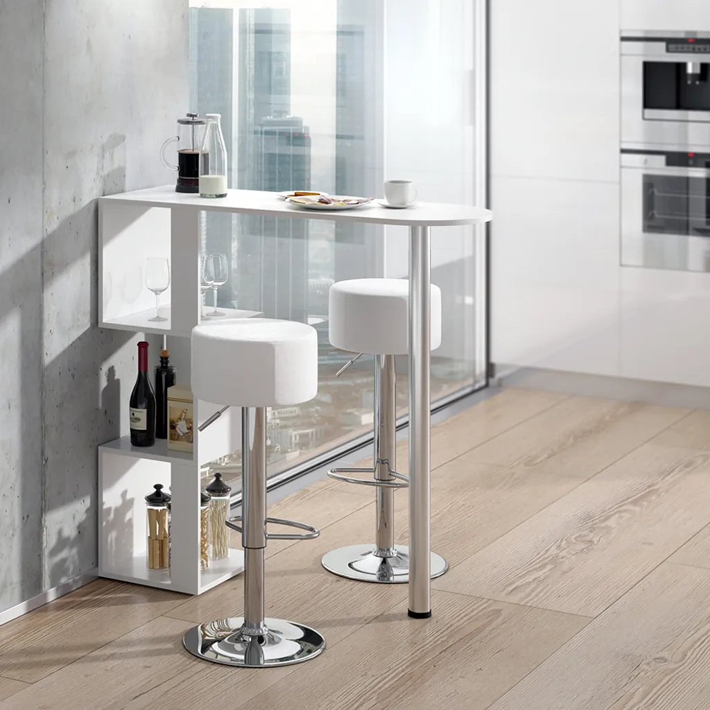Coin Repas Gain de Place : Table de Bar Vicco Vincent Blanche et Tabourets - 4