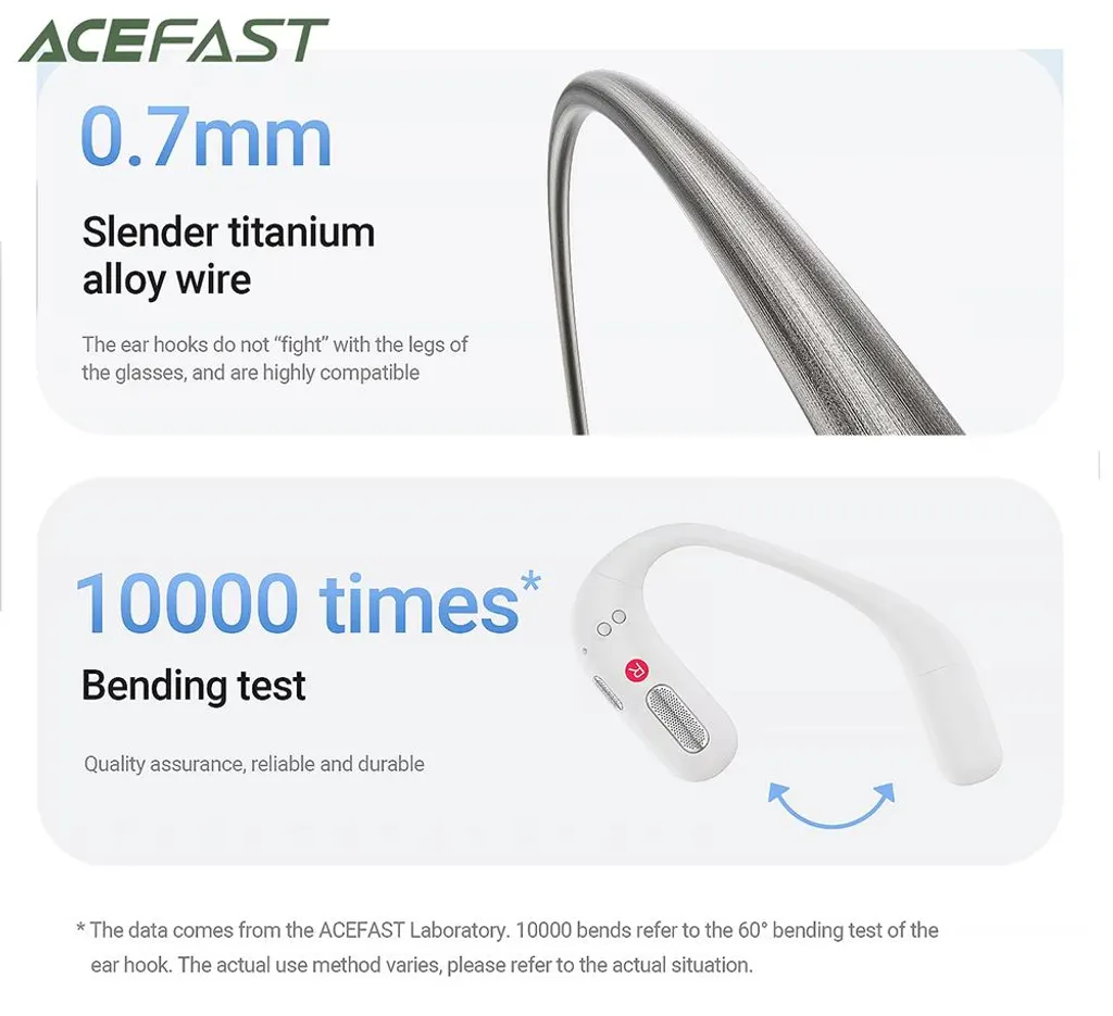 Écouteurs Bluetooth Acefast FA002 sans fil Sport IP54 blancs stables - 4