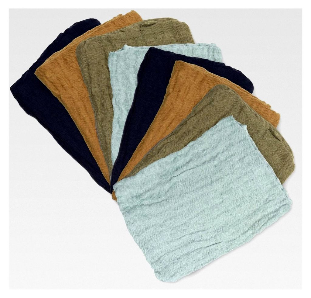 PIPPI Baby 8er Set einfarbige Spucktücher aus Baumwolle