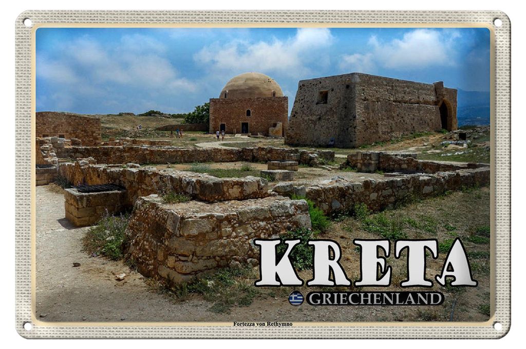 Blechschild Reise 18x12cm Kreta Griechenland Fortezza von Rethymno