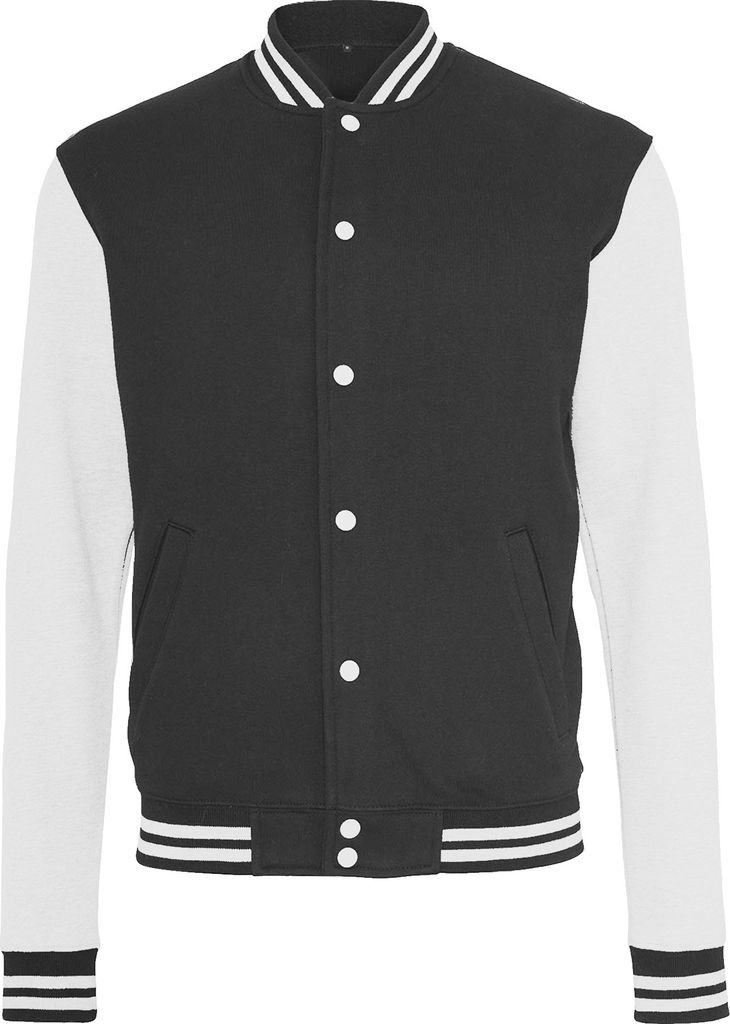 Build Your Brand Herren Sweat College Jacke RW5677 (XL) (Schwarz/Weiß)