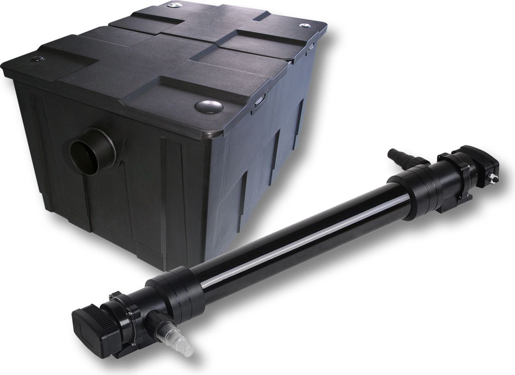 SunSun Komplettset: CBF-550 Teichfilter bis 60000 L Teichfilteranlage als Durchlauffilter, CUV-672 Teichklärer UVC Klärer mit 72 Watt UV-C Leistung